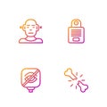 Set line Human broken bone, Blindness, Deaf and Intercom. Gradient color icons. Vector
