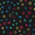 Set line Humanoid robot, Artificial intelligence AI, Processor CPU and Neural network on seamless pattern. Vector Royalty Free Stock Photo