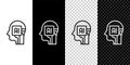 Set line Humanoid robot icon isolated on black and white, transparent background. Artificial intelligence, machine