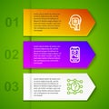 Set line Humanoid robot, Mobile phone and Neural network. Business infographic template. Vector