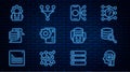 Set line Humanoid robot, Server, Neural network, Data, Robot setting, Artificial intelligence and Funnel filter icon Royalty Free Stock Photo