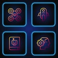 Set line Humanoid robot, User manual, Drone and Robot. Gradient color icons. Vector