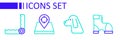 Set line Hunter boots, Hunting dog, place and Trap hunting icon. Vector