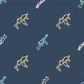 Set line Hunting gun, MP9I submachine and Tommy on seamless pattern. Vector