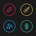 Set line Hypnosis, Death from smoking, Electronic cigarette and Lighter icon. Vector Royalty Free Stock Photo