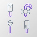 Set line Ice cream, Lollipop, Christmas candy cane and icon. Vector