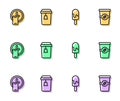 Set line Ice cream, Round the clock delivery, Cup of tea and Coffee cup to go icon. Vector Royalty Free Stock Photo
