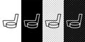 Set line Ice hockey stick and puck icon isolated on black and white,transparent background. Vector Royalty Free Stock Photo