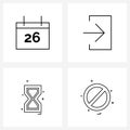 Set of 4 Line Icon Signs and Symbols of day, waiting, Jan, in, pointer