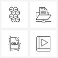 Set of 4 Line Icon Signs and Symbols of honey; file type; directory; sharing; obj Royalty Free Stock Photo