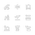 Set line icons of airport