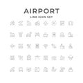 Set line icons of airport