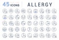 Set Vector Line Icons of Allergy.