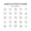 Set line icons of architecture