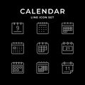 Set line icons of calendar