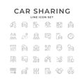 Set line icons of car sharing