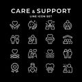 Set line icons of care and support