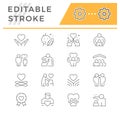 Set line icons of care and support