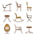 Set of line icons Chairs. Interior items