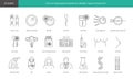 Set of line icons clinic for reproductive medicine, infertility, types of treatment, pregnancy test strips, and genetics