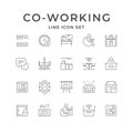 Set line icons of co-working