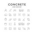 Set line icons of concrete