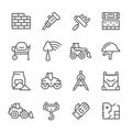 Set line icons of constructing industry