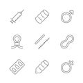 Set line icons of contraception