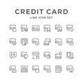 Set line icons of credit card Royalty Free Stock Photo