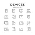 Set line icons of devices and gadgets Royalty Free Stock Photo