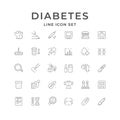 Set line icons of diabetes