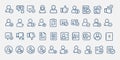 Set line icons different user actions adding removing approving declining Royalty Free Stock Photo