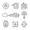 Set line icons of disinfestation