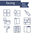 Set of line icons for DIY, finishing materials