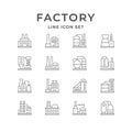 Set line icons of factory or plant