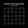 Set line icons of food packaging isolated on black Royalty Free Stock Photo