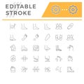 Set line icons of foot disease