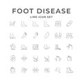 Set line icons of foot disease