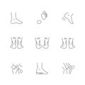 Set line icons of foot disease