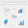 Set of line icons graphs and charts. Pie chart Royalty Free Stock Photo