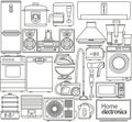 Set of line icons. Home appliances. Oven and toaster, fridge and freezer, stove and dishwasher. Contour icons. Info graphic elemen