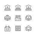 Set line icons of house foundation