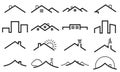 Set of line icons of houses roofs. Logos set of homes and real estate. Outline buildings symbol collection Royalty Free Stock Photo