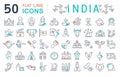 Set Vector Line Icons of India.