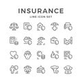 Set line icons of insurance