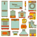 Set of line icons. Kitchen appliances icons set