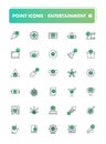 Set of 30 line icons. Leisure and entertainment