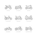 Set line icons of motorcycle