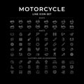 Set line icons of motorcycle parts, clothes Royalty Free Stock Photo