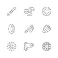 Set line icons of motorcycle parts